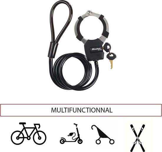 Kabelslot voor fiets of E-step, MasterLock 8275EURDPRO-BLK Zwart van MasterLock