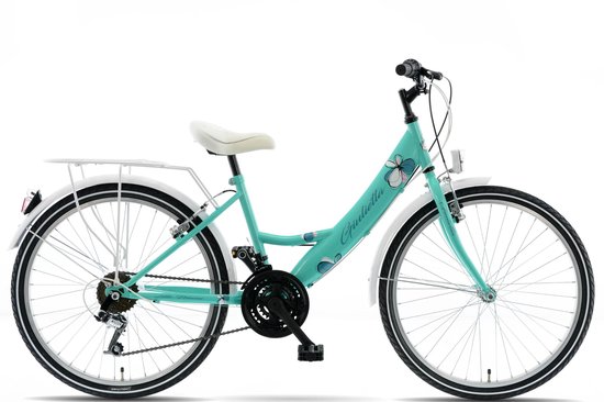 Kands Giulietta – Kinderfiets – 24 inch – 18 versnellingen – V-brake – 130-165 cm – Mintgroen – Meisje