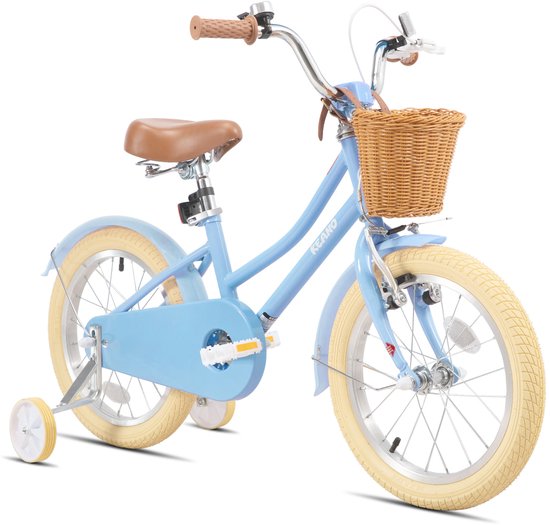 KEANO 12 Inch Kinderfiets voor Meisjes, 3-4 Jaar, 33-41 inch, met Zijwieltjes, Kinderfiets Blauw