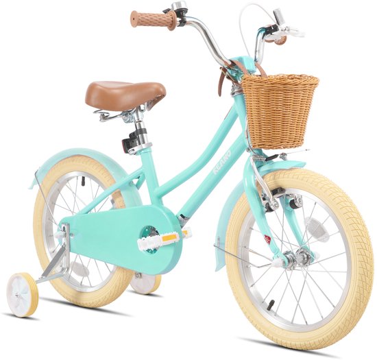 KEANO 12 Inch Kinderfiets voor Meisjes, 3-4 Jaar, 33-41 inch, met Zijwieltjes, Kinderfiets Groen