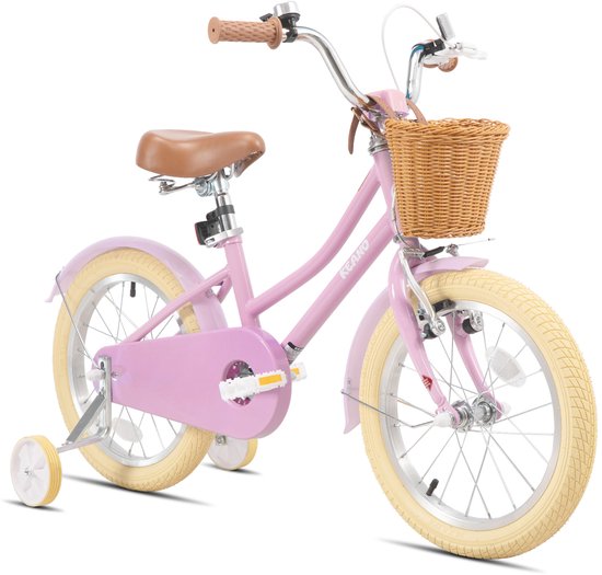 KEANO 12 Inch Kinderfiets voor Meisjes, 3-4 Jaar, 33-41 inch, met Zijwieltjes, Kinderfiets Roze