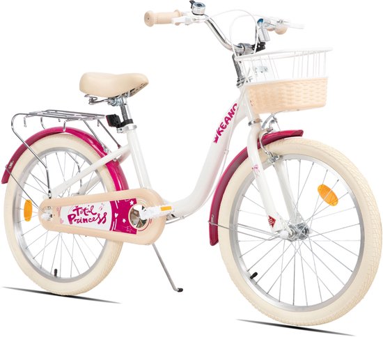 KEANO Kinderfiets - 20 Inch - Voor Jongens & Meisjes (7-13 Jaar) - Inclusief Zijwieltjes - Wit - Geschikt voor buitenactiviteiten in de lente