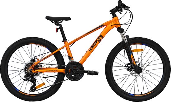 Keskin Bike Jongensfiets 24 inch - Mountainbike Kind 8-12 Jaar - 21 Versnellingen – Schijfremmen - Aluminium - Spatborden – Oranje