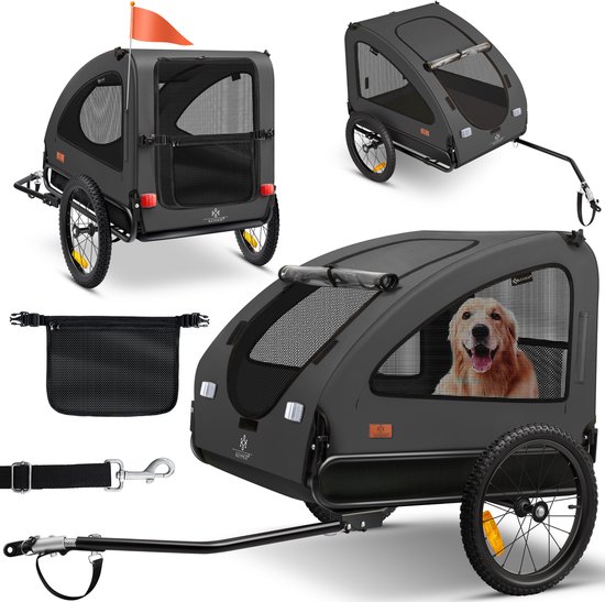 KESSER® Hondenfietskar tot 45 kg 2in1 Fietskar Hond - Antraciet
