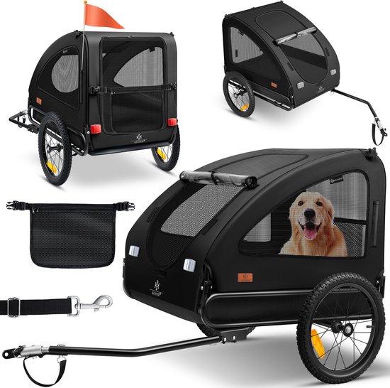 KESSER® Hondenfietskar tot 45 kg 2in1 Fietskar Hond - Zwart van Merkloos