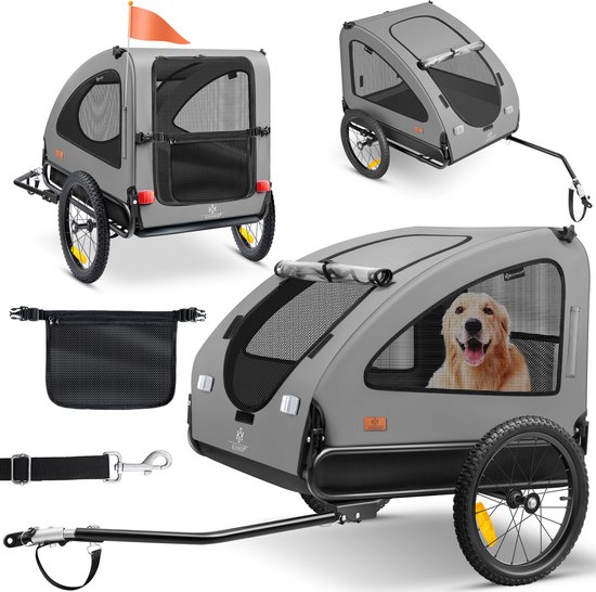 KESSER® Hondenfietskar tot 45 kg 2in1 Hondenbuggy - Fietskar Hond Jogger - Grijs van Kesser