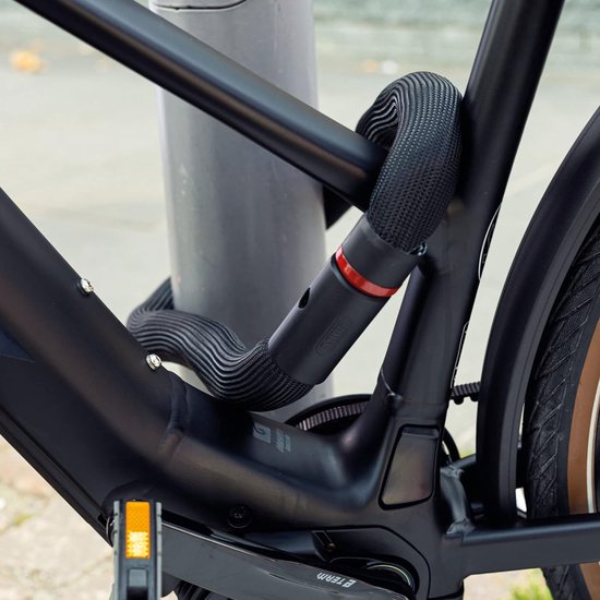 kettingslot Goose Lock - buigzaam, rammelvrij fietsslot van gehard staal - 6 mm dik - 110 cm lang - met sleutel -veiligheidsniveau 7 - blauw van Goose Lock