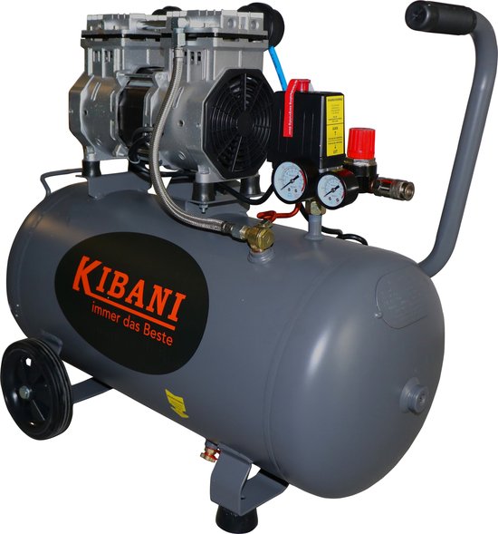 Kibani super stille compressor 50 liter - olievrij - 8 BAR - 63 DB - Super Silent - Low Noise - Compressoren - 50L