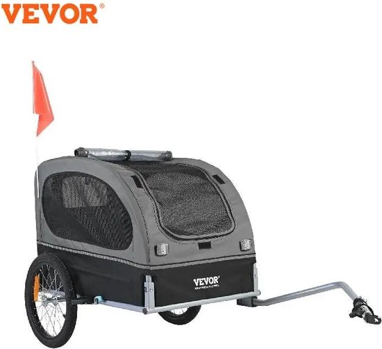 Kibus Hondenfietskar - Weerbestendig - 40kg - Opvouwbaar - fiets 22/28inch diameter - Met Veiligheidsvlag - Fiets aanhanger van Kibus