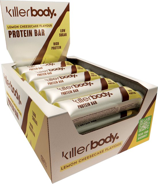 Killerbody Protein Bars Lemon Cheesecake – 15-pack | Slechts 1,3 g Suiker | Voor Vrouwen
