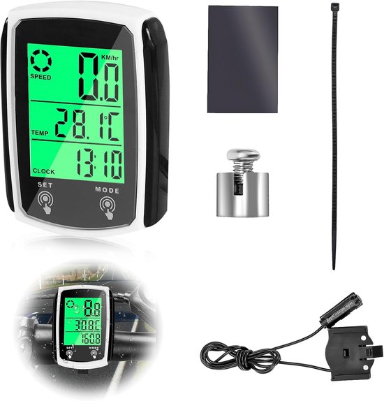 Kilometerteller Fiets - Fietscomputer - 19 Functies - automatische achtergrondverlichting - Waterdichte Kilometerteller - Fietssnelheidsmeter - Eenvoudig te Installeren van Merkloos