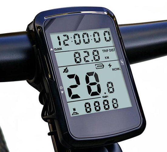 kilometerteller fiets - fietssnelheidsmeter - fietscomputer - draadloze snelheidsmeter - USB-oplaadbare snelheidsmeter - groot LCD-scherm - zwart - ABS van Merkloos