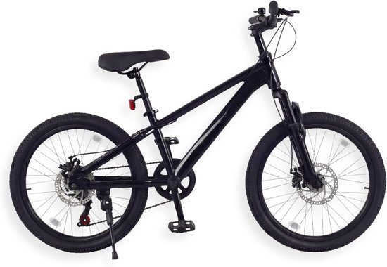 Kinder Mountainbike - Jongens Fiets Meisjes Fiets - Leren Fietsen - Aluminiumlegering Frame - 20 Inch - Zwart