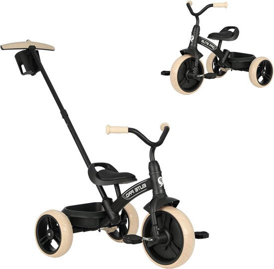 Kinderdriewieler - Loopfiets - Leren Fietsen - 2-in-1 Ontwerp - Leeftijd 2-6 Jaar - Zwart