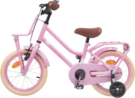 Kinderfiets 16 Inch - Avontuurlijke Fiets - Buiten Spelen - Stevig Stalen Frame - 112.5 cm - Lichtroze