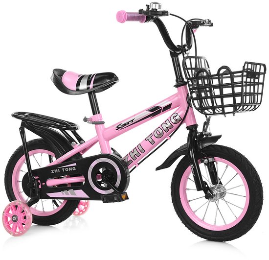 Kinderfiets 16 Inch met Achterzitje – Jongens & Meisjes Fiets 2-7 Jaar – Verstelbaar Stuur & Zadel – Met Fietsmandje– Urban fiets – Roze