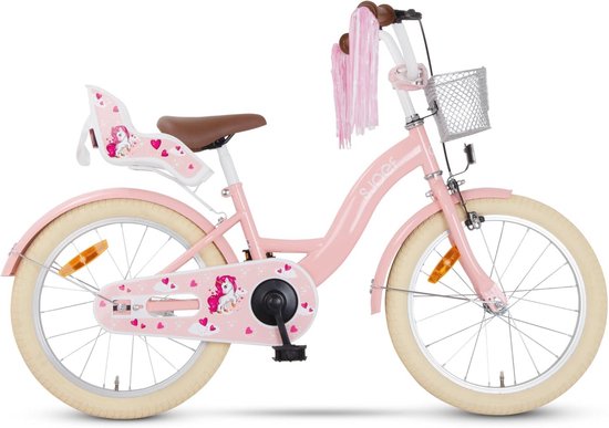 Kinderfiets 18 inch met Poppenzitje voor Meisjes | Fiets voor Kinderen 5-7 jaar | Verstelbaar Zadel en Stuur in Roze van Merkloos