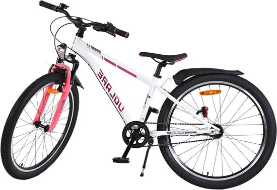 Kinderfiets 24 inch - Meisjesfiets Avontuurfiets - Eerste Fietstochten - Shimano 3 Versnellingen - 24 Inch - Wit Roze