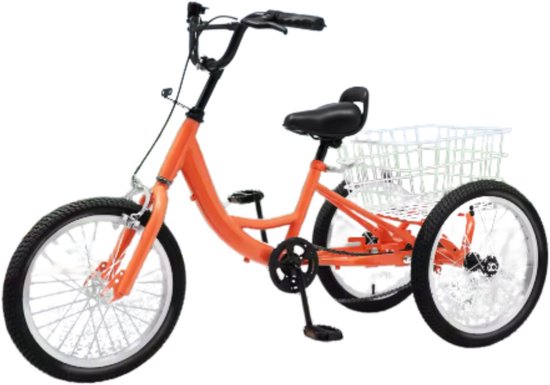 Kinderfiets Fioren - 16 Inch - Kinder fiets driewieler - Oranje - Met mand - Kinderdriewieler - Voor jongens van Merkloos