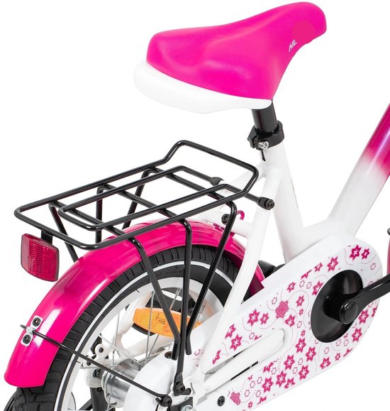 Kinderfiets - Loopfiets - Kleuterfiets - met Zijwielen - Inclusief Bel & Achterrek - Leuke Fiets - voor Meisjes en Jongens - van 2-7 Jaar - 12inch - Metaal - Roze van Merkloos