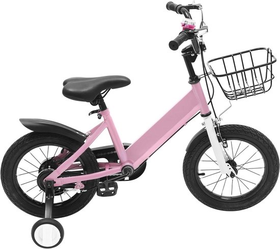 Kinderfiets - Meisjesfiets Kinderfiets - Leren Fietsen - Met Zijwieltjes - 14 inch - Roze