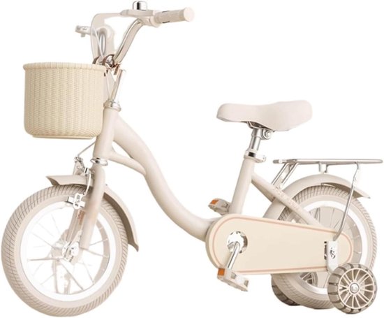 Kinderfiets Meisjesfiets - Loopfiets Peuterfiets - Leren Fietsen - Met Bel Mandje - 20 inch - Beige van Merkloos