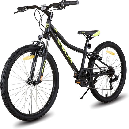 Kinderfiets Mountainbike - Jeugdfiets MTB - Buiten Fietsen - Verende Voorvork - 24 Inch - Zwart van Merkloos