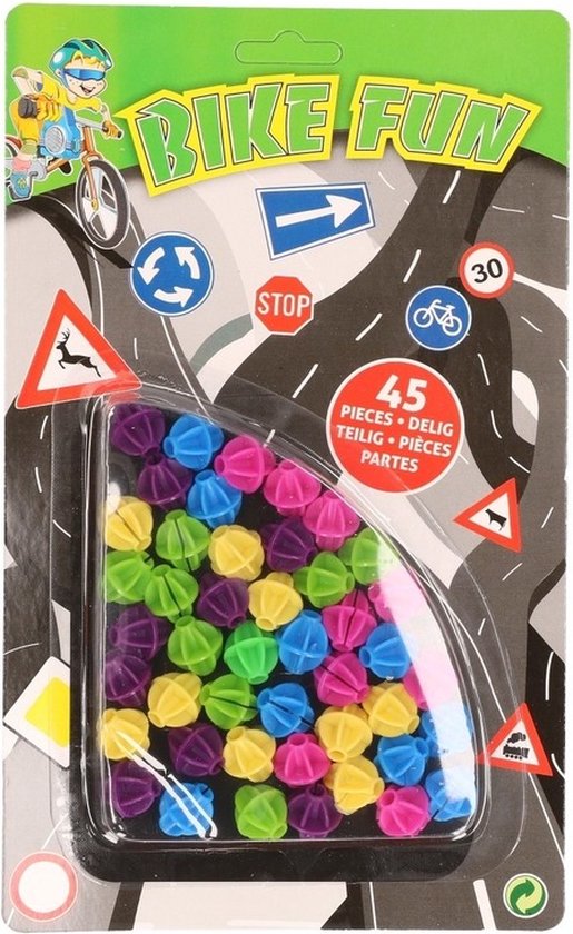 Kinderfiets spaakkralen - set van 90x stuks - gekleurde fiets spaken versiering kralen - cadeau van Merkloos
