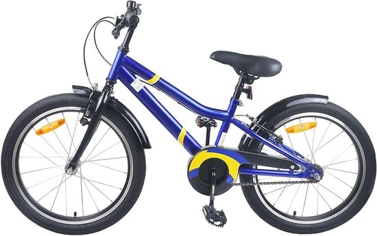 Kinderfiets Staal - Jongensfiets Meisjesfiets - Fietsen door Stad - Robuust Stalen Frame - 18 inch - Blauw Zwart
