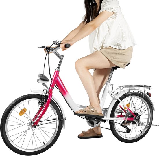 Kinderfiets - Stadsfiets - Comfortabel Fietsen - 6 Versnellingen - 20 Inch - Roze