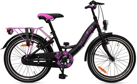 Kinderfiets Uniek 1S 20'' zwart/paars