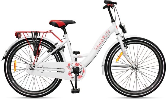 Kinderfiets Uniek 1S 24'' Wit/Rood