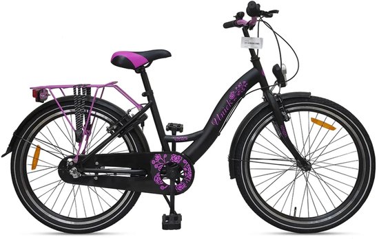 Kinderfiets Uniek 3S 24'' Zwart/Roze