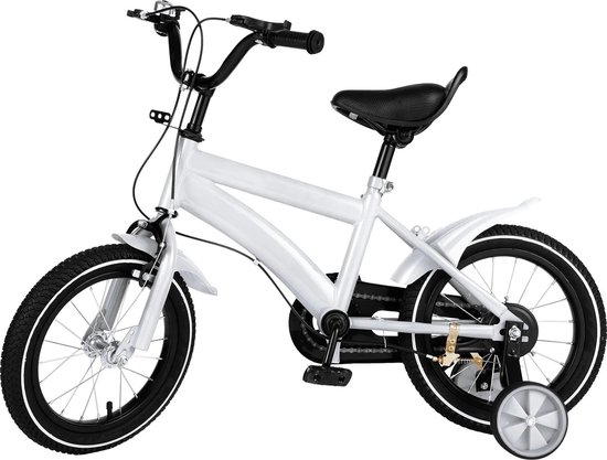 Kinderfietsen - Kinderfiets - Fiets kinderen - Kinderfiets 14 inch - 35 cm - Wit - Zijwieltjes van Kinder
