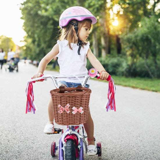 Kinderfietsmand - Meisjes - Fietsaccessoires - Stuur streamers - 3-13 jaar - Roze. van Kinder
