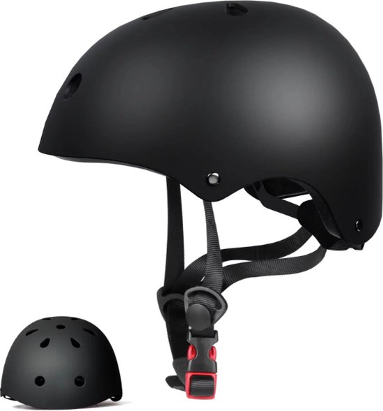 Kinderhelm Zwart - Fietshelm - Helm voor Kinderen – Skate Helm Kinderen – SkateHelm – Skate Helm Kind – Helmen – Maat S -52cm tot 58cm van Merkloos