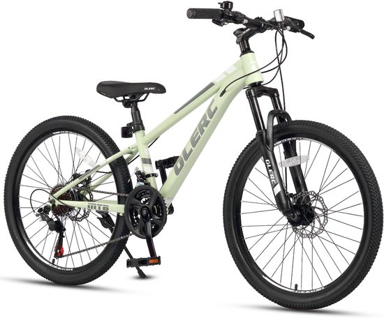 Kindermountainbike - Jongensfiets Meisjesfiets - Buitenfietsen Trail - 21 Versnellingen Voorvering - 24 Inch Wielmaat - Groen