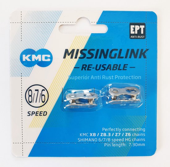KMC Verbindingsschakel 7/8-speed - Herbruikbaar - EPT antiroest - 7,3 mm - 2 stuks