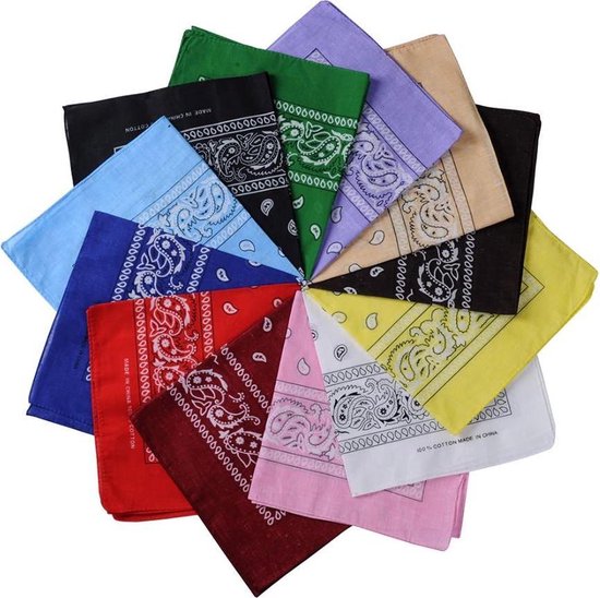 Knaak Bandana‑Pack - 12‑Stuks - 100% Katoen Unisex Multi‑kleur - Accessoire & Mond‑/Hoofddeken