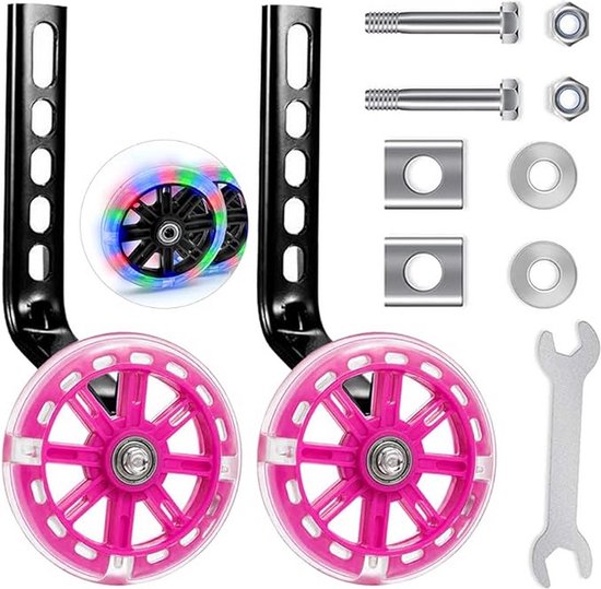 Knaak Zijwieltjes voor Kinderfiets - Roze - 12 t/m 20 Inch - Stevige Zijwielen - Fietsaccessoires van Knaak