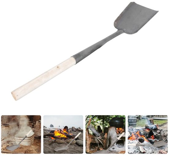 Kolenschep - met houten steel - kolenasschep - kachelschep - geschikt voor het scheppen van kolen en as in de open haard, het schoonmaken van het fornuis, het scheppen van grond buitenshuis en het reinigen van kolenas - zwart van Livin24