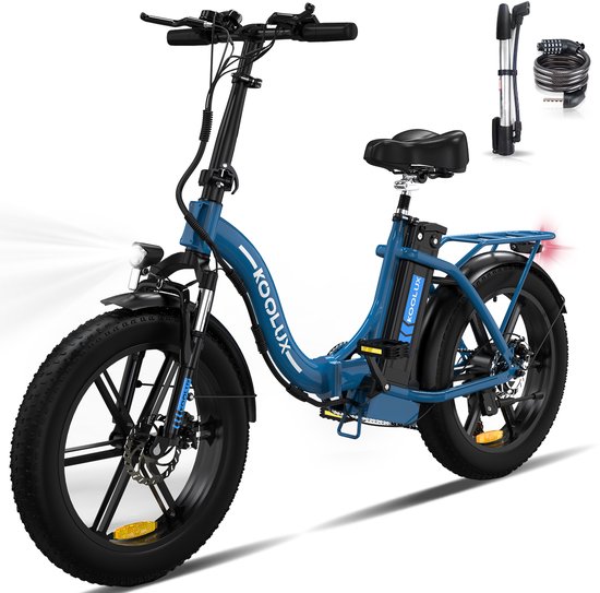 KOOLUX | BK6S 4.0 Elektrische Vouwfiets | E-Bike | 20 x 4.0 Inch Dikke Banden | 48V 13Ah Lithium Accu | 250 W Motor | Maximaal 25/u | Maximaal bereik 90km | 7-speed versnelling | LCD Scherm | Aluminium Frame | Blauw van KOOLUX