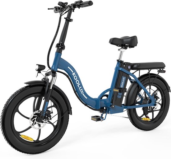 KOOLUX | BK6S Elektrische Vouwfiets | E-Bike | 20 x 3.0 Inch Dikke Banden | 36V 13Ah Lithium Accu | 250 W Motor | Maximaal 25/u | Maximaal bereik 100km | 7-speed versnelling | LCD Scherm | Aluminium Frame | Blauw van Merkloos