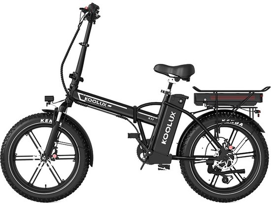 KOOLUX | X11 Elektrische Vouwfiets | E-Bike | 20 x 4.0 Inch Dikke Banden | Dubbele 48V 13+10.4Ah 1120Wh Accu | 250W Motor | Maximaal 25/u | Maximaal bereik 150km | Shimano 7-speed versnelling | LCD Scherm | Zwart | Gratis Rijklaar Bezorgd