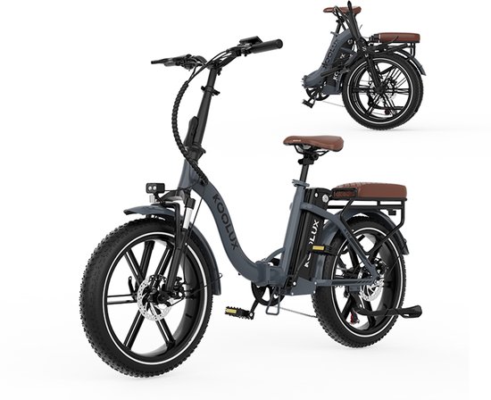 KOOLUX - X16 Elektrische Vouwfiets - E-Bike - 20 x 3.0 Inch Dikke Banden - 48V 15.6Ah 620Wh Lithium Accu - 250 W Motor - Maximaal 25/u - Maximaal bereik 90km - 7-speed versnelling - LCD Scherm - Aluminium Frame - Grijs - Gratis Rijklaar Bezorgd