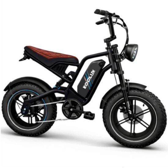 KOOLUX - X9 Mini Elektrische Fiets - Fatbike - 16 x 4.0 Inch Dikke Banden - 48V 13Ah Lithium Accu - 250W Motor - Maximaal 25/u - Maximaal 70km bereik - Mechanische remmen - LCD Scherm - Zwart - Rijklaar Bezorgd van KOOLUX
