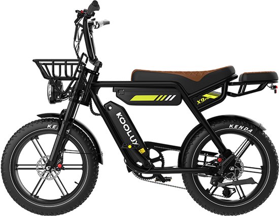 KOOLUX | X9 Pro Elektrische Fiets | Fatbike | 20 x 4.0 Inch Dikke Banden | Dubbele 48V 15.6Ah ( 2 x 15,6Ah) Lithium Accu | 250W Motor | Maximaal 25/u | Maximaal bereik 180km | Hydraulische remmen | 7-speed versnelling | LCD Scherm | Zwart | Rijklaar van KOOLUX
