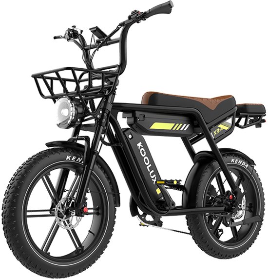 KOOLUX | X9 Pro V2 Ultra Elektrische Fiets | Fatbike | 20 x 4.0 Inch Dikke Banden | Dubbele 48V 20h ( 2 x 20Ah) Lithium Accu | 250W Motor | Maximaal 25/u | Maximaal bereik 225km | Hydraulische remmen | 7-speed versnelling | LCD Scherm | Rijklaar van Merkloos