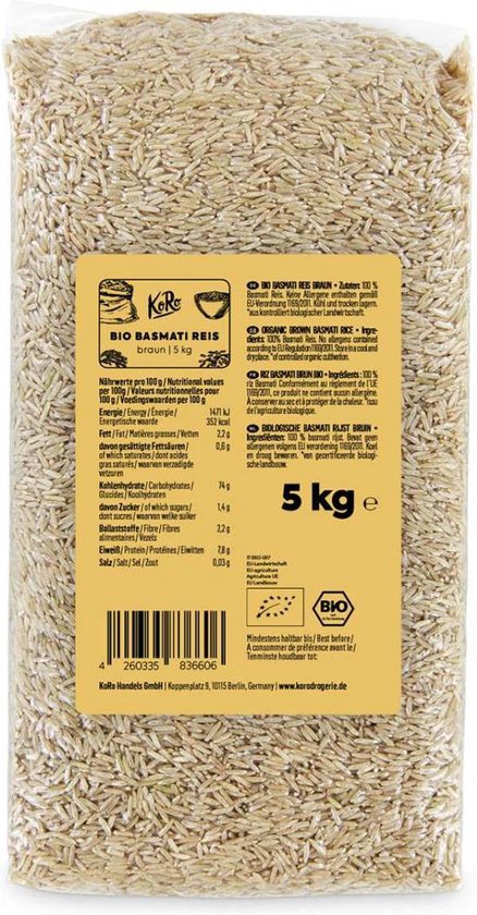 KoRo - Bio volkoren basmatirijst 5 kg van Koro