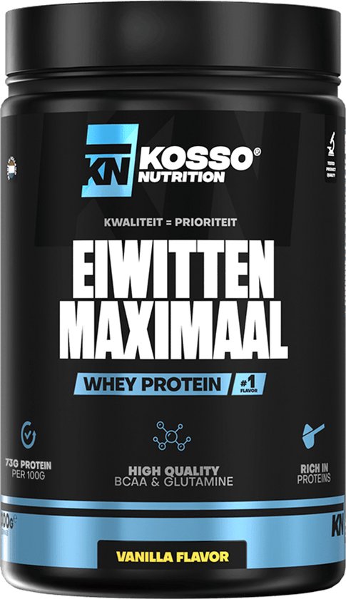 Kosso Nutrition - Eiwitten Maximaal - Whey Proteïne - Vanille - Voor Spierherstel & Kracht - 1000g